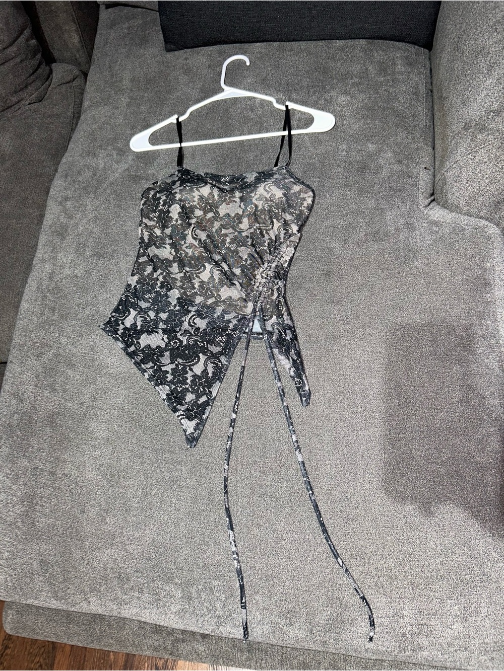 I Joah Vintage Black Lace Asymmetrical Cami- Size: small- padded bra